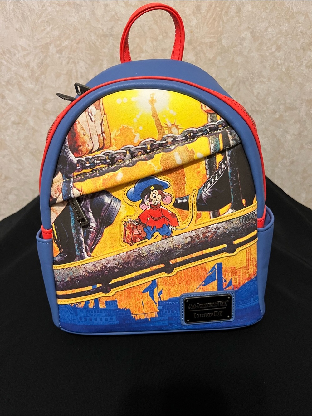 Loungefly Blue, Red & Yellow Cartoon Scene Mini Backpack
